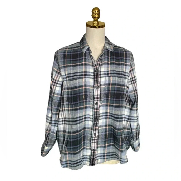 MADEWELL | Midnight Green Flannel Sunday Shirt in Cronston Plaid Size S - Picture 4 of 11